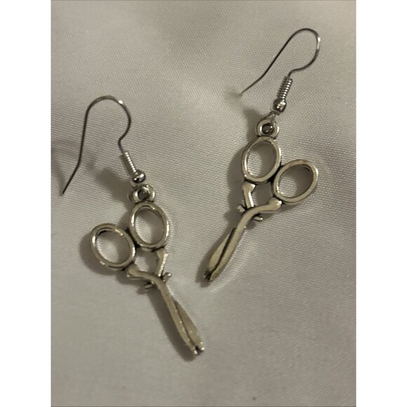 Silver Scissor Earrings Shears Dangle Silver Hook Jewelry Hairdresser Stylist - Picture 6 of 7